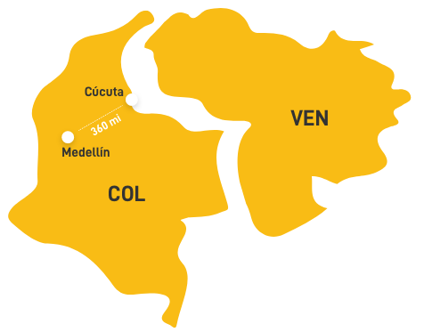 a graphic showing Colombia and Venezuela